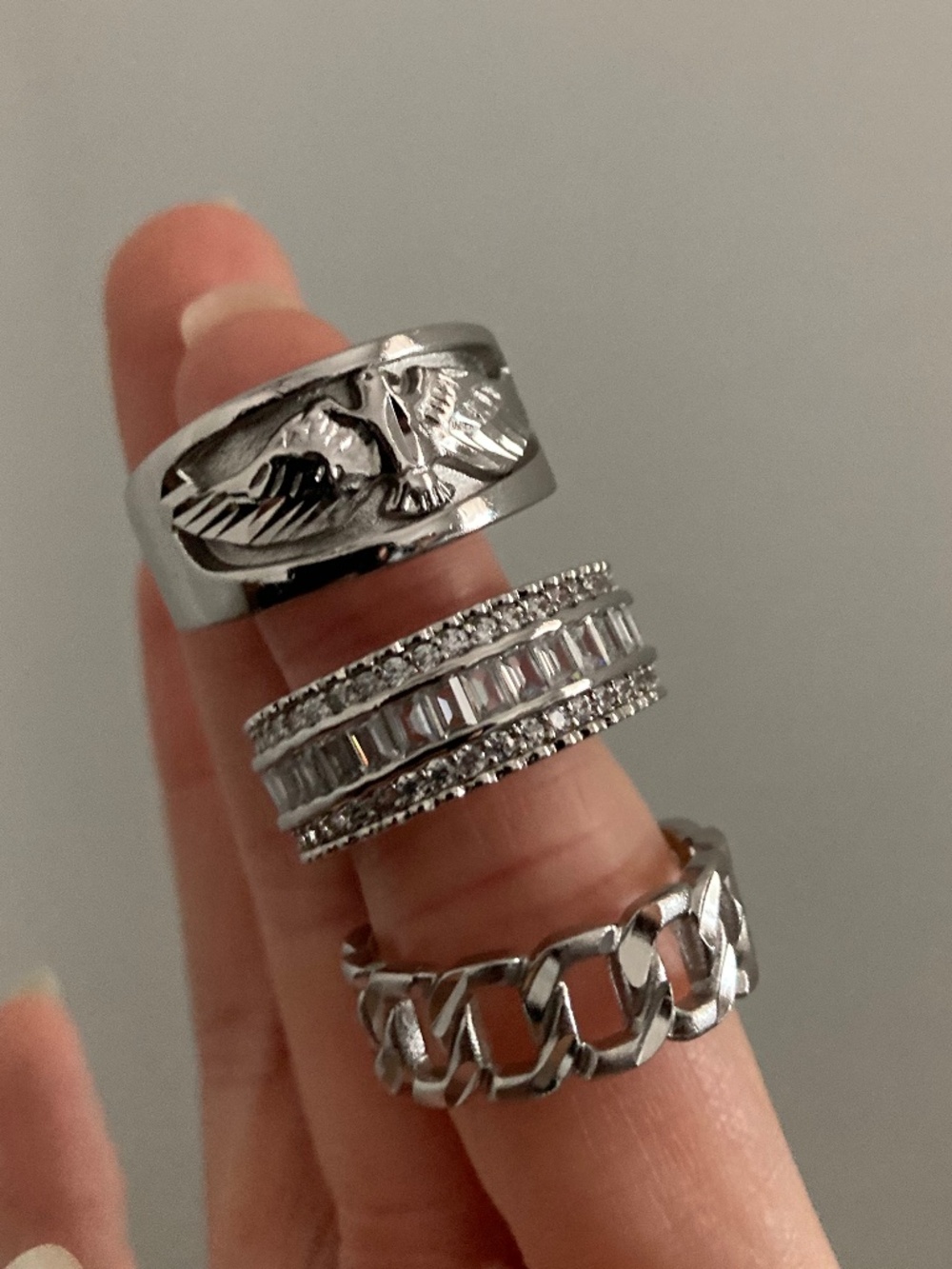 CHILD OF WILD SZ9 Ring SET Silver Stackable layering cocktail Rings Silver Set